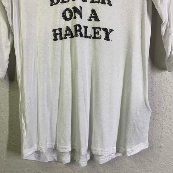 HARLEY-DAVIDSON Tee T-Shirt Medium V-Neck Raglan Ringer Super Soft Half Sleeve - Picture 5 of 10